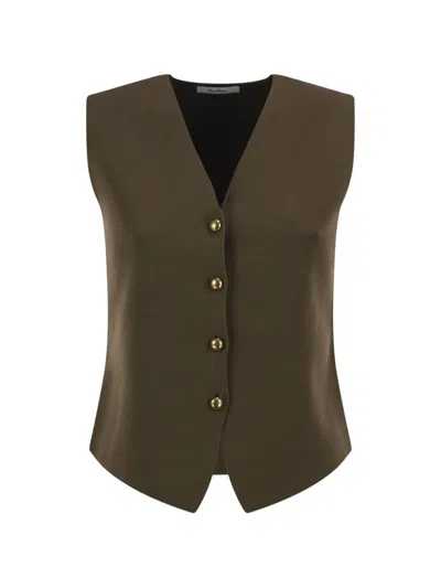 Max Mara Button-fastening Knitted Waistcoat In Brown