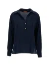 Max Mara Button-fastening Silk Polo In Blue