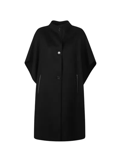 Max Mara Button-up Cape In Black