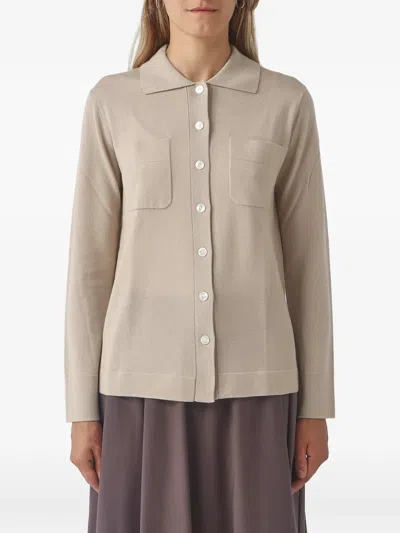 Max Mara Button-up Chest-pocket Cardigan In Neutral