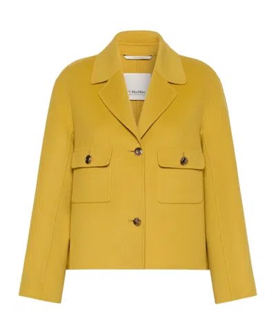 Max Mara Button-up Chest-pocket Jacket In Yellow