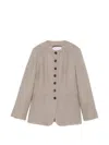 Max Mara Button-up Collarless Jacket In Gray
