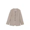 Max Mara Button-up Collarless Jacket In Neutrals