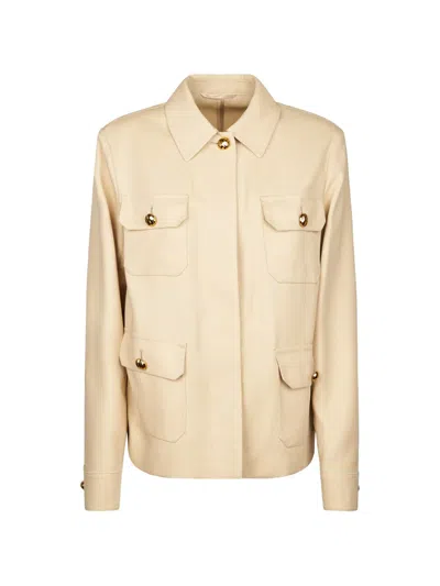 Max Mara Button-up Cotton Shirt Jacket In Neutral