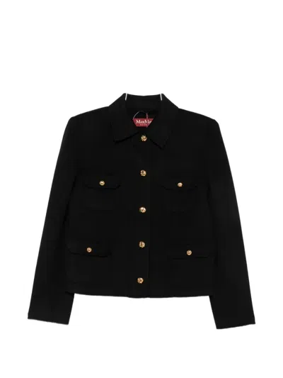 Max Mara Button-up Pocket-detail Jacket In Black