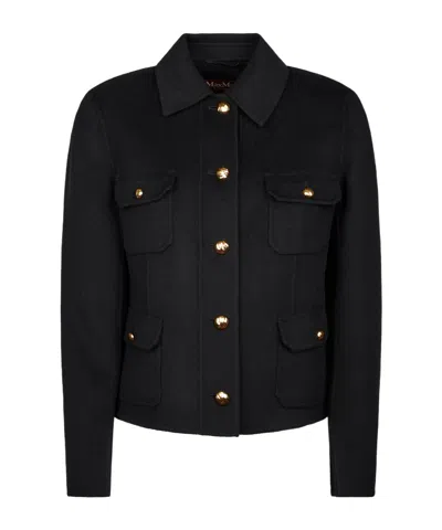 Max Mara Button-up Pocket-detail Jacket In Black