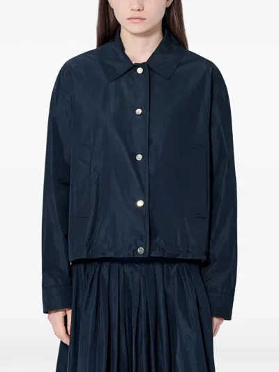 Max Mara Button-up Point-collar Jacket In Blue