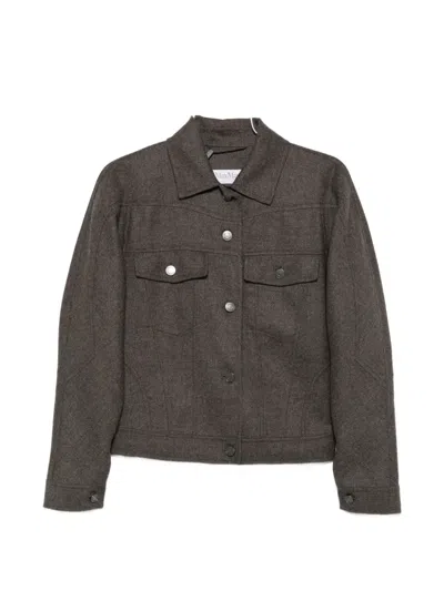 Max Mara Button-up Single Breasted Jacket In Grey