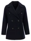 Max Mara Double-breasted Picot Peacoat In Blue