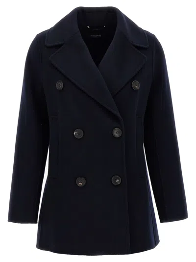 Max Mara 'caban' Coat In Blue