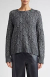Max Mara Cabaret Oversize Cotton & Alpaca Blend Sweater In Gray