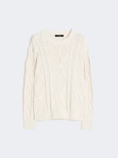 Max Mara Cable And Diamond-knit Cotton Sweater In Neutral