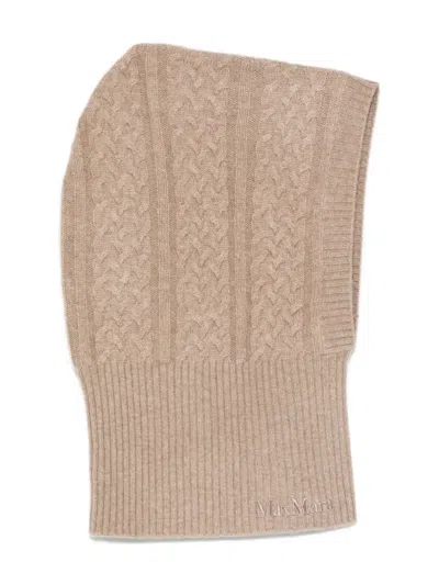 Max Mara Cable-knit Balaclava In Brown
