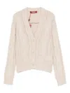 Max Mara Cable-knit Button-up Cardigan In Neutral
