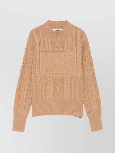 MAX MARA CABLE KNIT CREW HIGH NECK