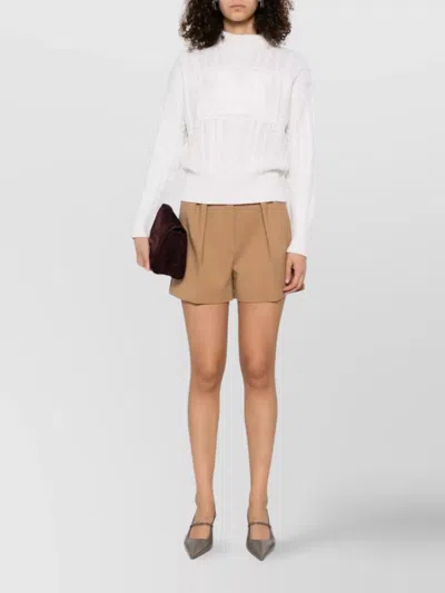 Max Mara Cable Knit Crew Neck Long Sleeve In Neutrals