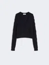 Max Mara Cable-knit Crew-neck Sweater In Black