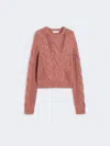 Max Mara Cable-knit Crew-neck Sweater In Pink
