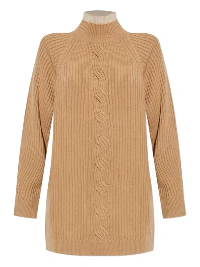 Max Mara Cable-knit High-neck Jumper In Neutral