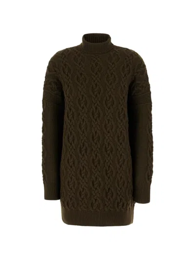 Max Mara Cable-knit Mini Dress In Green