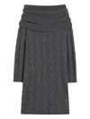 Max Mara Cable-knit Off-shoulder Midi Dress In Gray