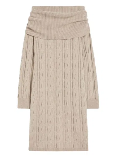 MAX MARA CABLE-KNIT OFF-SHOULDER MIDI DRESS
