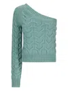 Max Mara Cable-knit One-shoulder Top In Green