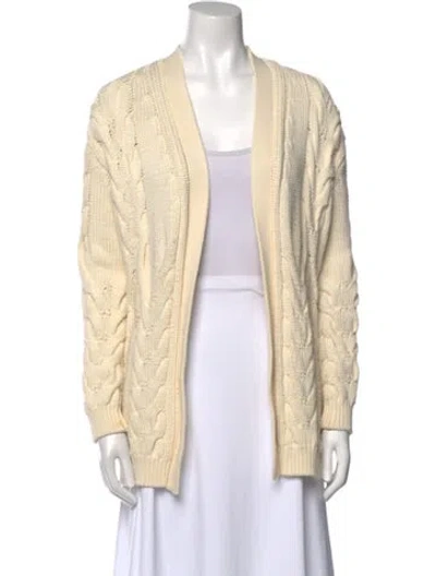 Pre-owned Max Mara Cable Knit Open Front Sweater In Neutral