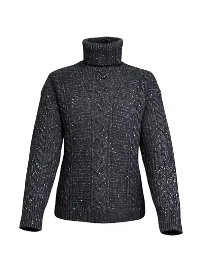 Max Mara Cable-knit Roll-neck Sweater In Gray