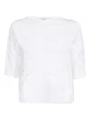 Max Mara Cable-knit Short-sleeve Sweater In White