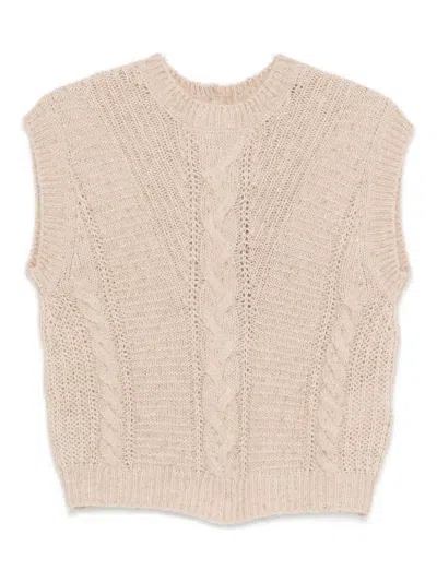 Max Mara Cable-knit Sleeveless Vest In Neutral