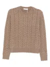 Max Mara Slim Fit Cable-knit Cashmere Pullover Clothing In Brown