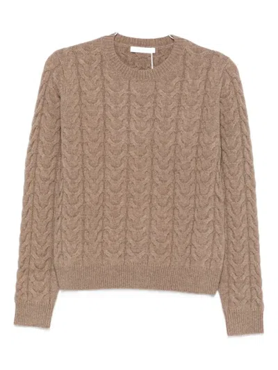 Max Mara Cable-knit Sweater In Brown