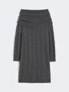 Max Mara Cable-knit Off-shoulder Midi Dress In Gray