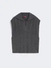 Max Mara Cable-knit Wool And Cashmere Gilet In Gray