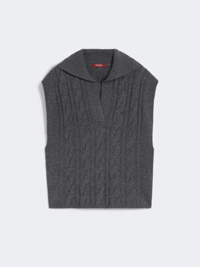 Max Mara Cable-knit Wool And Cashmere Gilet In Gray