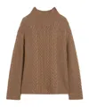 Max Mara Cable-knit Wool And Cashmere Polo-neck Sweater In Brown