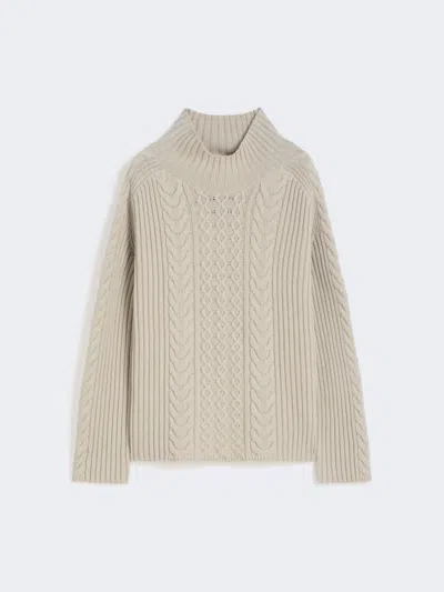 Max Mara Cable-knit Wool And Cashmere Polo-neck Sweater In Brown
