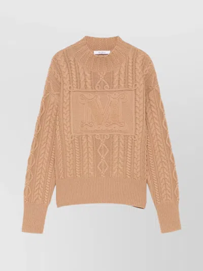 MAX MARA CABLE KNIT WOOL CASHMERE CREWNECK JUMPER