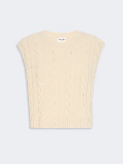 Max Mara Cable Knit Wool Yarn Gilet In Ice