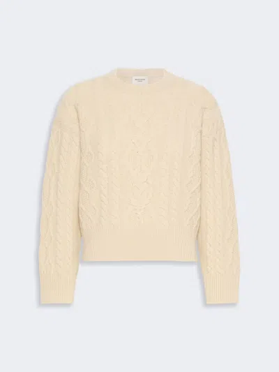 Max Mara Cable Knit Wool Yarn Jumper In Ice