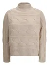 Max Mara Cable-knitted Wool And Cashmere Sweater In Neutral