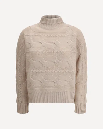 Max Mara Cable-knitted Wool And Cashmere Sweater In Sand