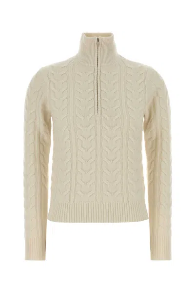 Max Mara Cable-knit Cashmere Cardigan In White