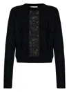 Max Mara Cable-knit Lace-insert Sweater In Black
