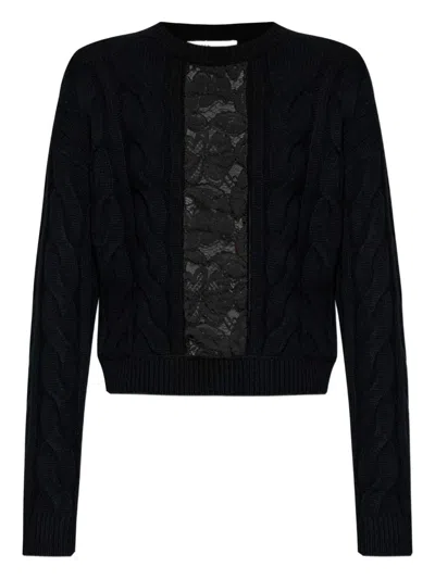 MAX MARA CABLE-KNIT LACE-INSERT SWEATER