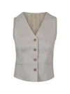 Max Mara Beige Linen And Cable Knit Mxmcalibri Vest In Gray