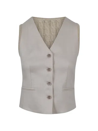 Max Mara Linen Vest With Four Buttons For Women - Ss26 In Neutral