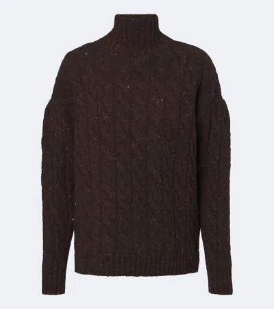 Max Mara Cable-knit Wool And Cashmere-blend Sweater In Brown