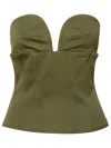 Max Mara Gabardine-weave Cotton Top In Green
